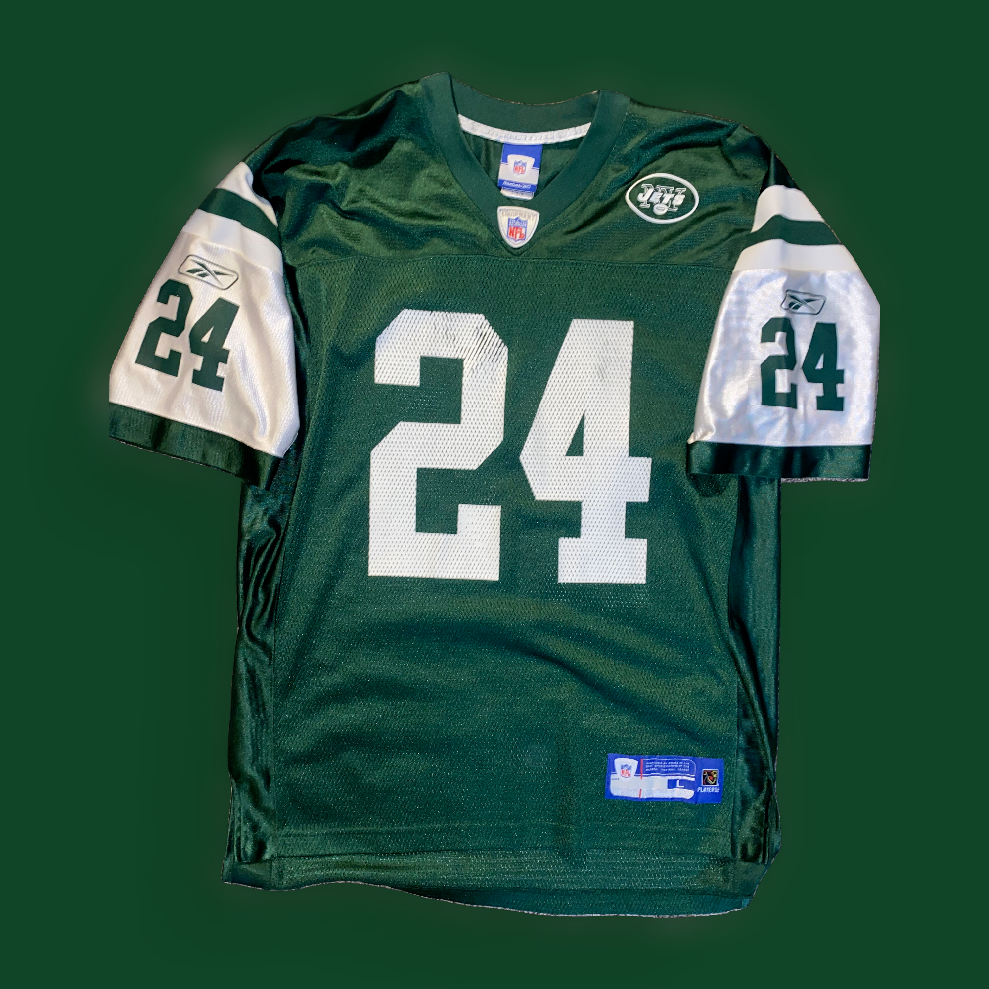 Reebok TY LAW No. 24 NEW YORK JETS On-Field (LG) Jersey