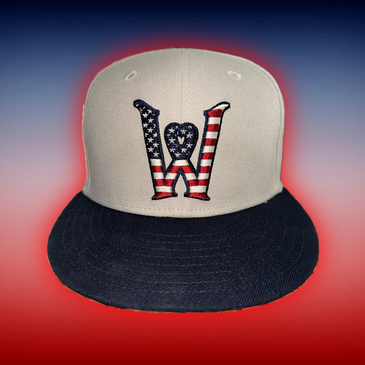 Worcester Red Sox (AAA Affiliate- BOS) Authentic Stars and Stripes Fourth of July 2024 MiLB New Era™️ 59Fifty Fitted Hat