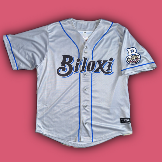 Biloxi Shuckers (AA Affiliate- MIL) Authentic OT Sports™️ Road Gray Sublimated Jersey