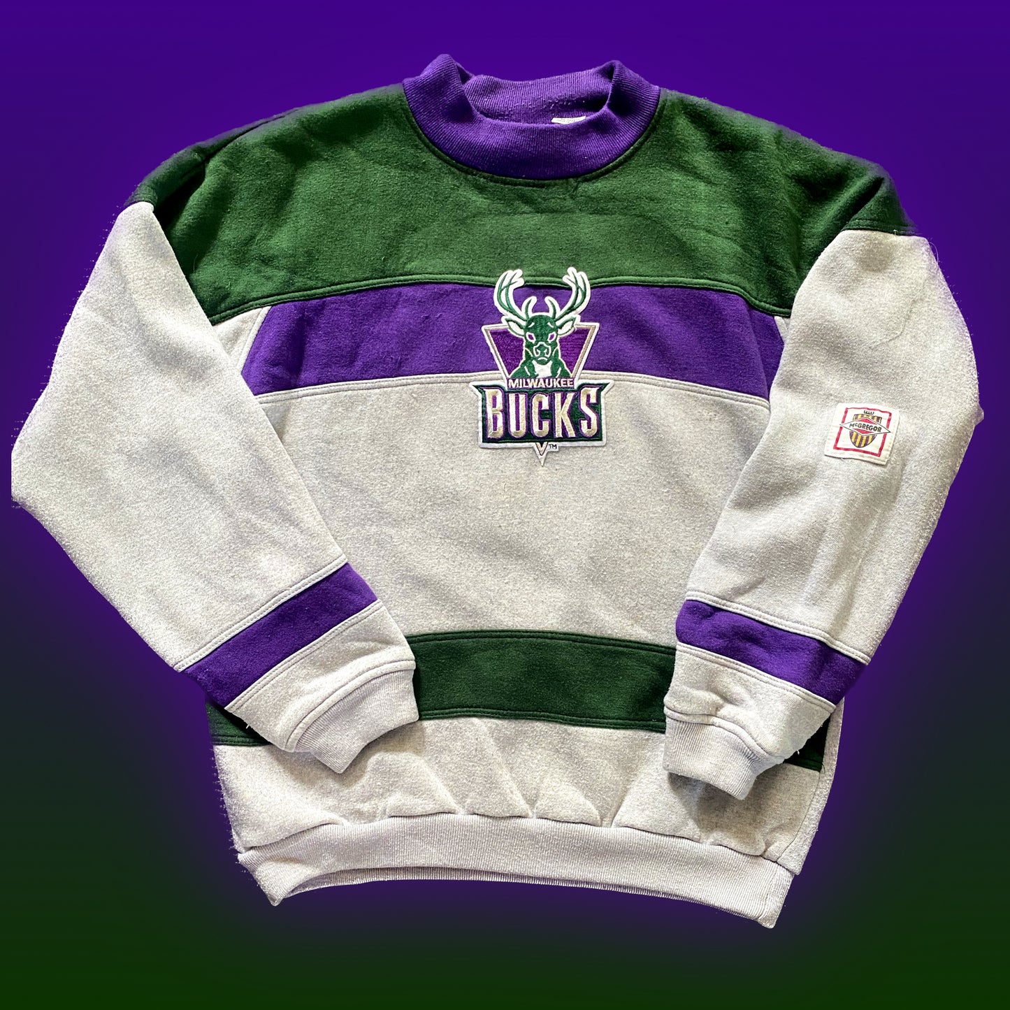 Milwaukee Bucks CSS Custom Authentic McGregor™️ Color Block Crew Neck Sweatshirt