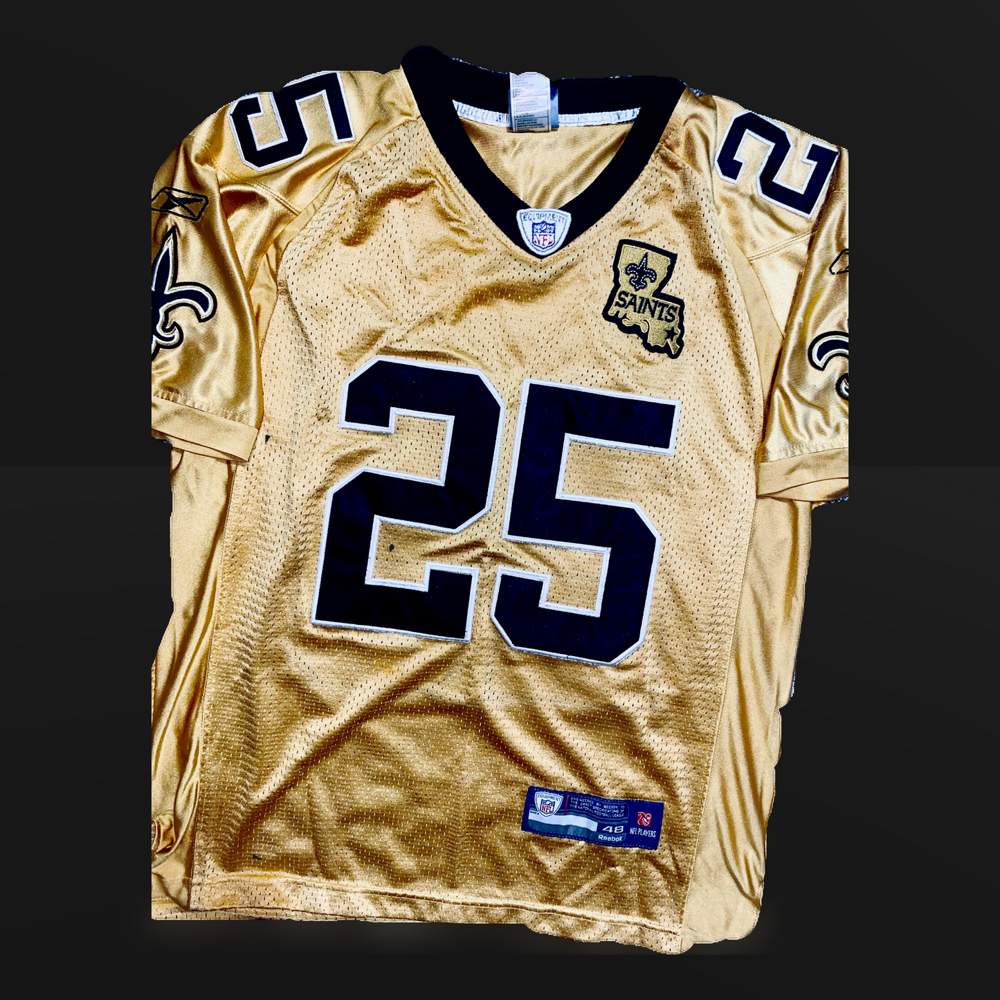 New Orleans Saints Reggie Bush (#25) NFL Authentic Gold Alternate Reebok Prototype Jersey