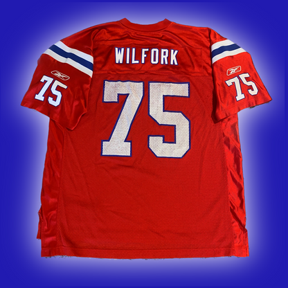 New England Patriots Vince Wilfork (#75) Authentic Reebok™️ Replica Red Alternate Jersey