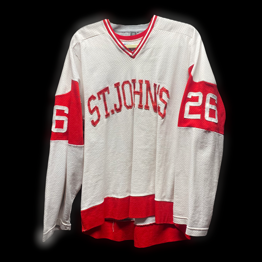 Saint John’s High School (Shrewsbury, MA.) Pioneers Authentic Game Worn Hockey Jersey (#26)