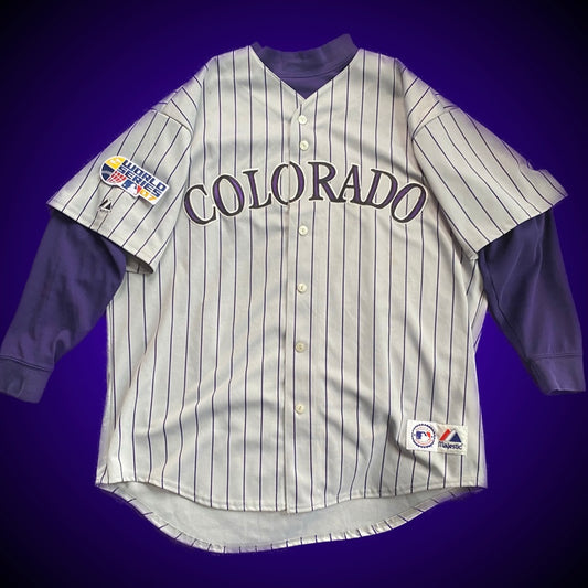 Colorado Rockies Authentic Majestic Road Gray Pinstripe 2007 World Series Jersey