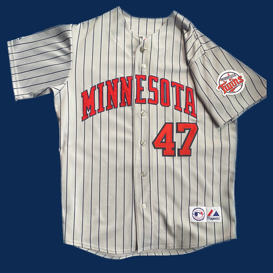 Minnesota Twins Francisco Liriano (#47) Majestic Authentic Pro Cut Road Gray Pinstripe Jersey